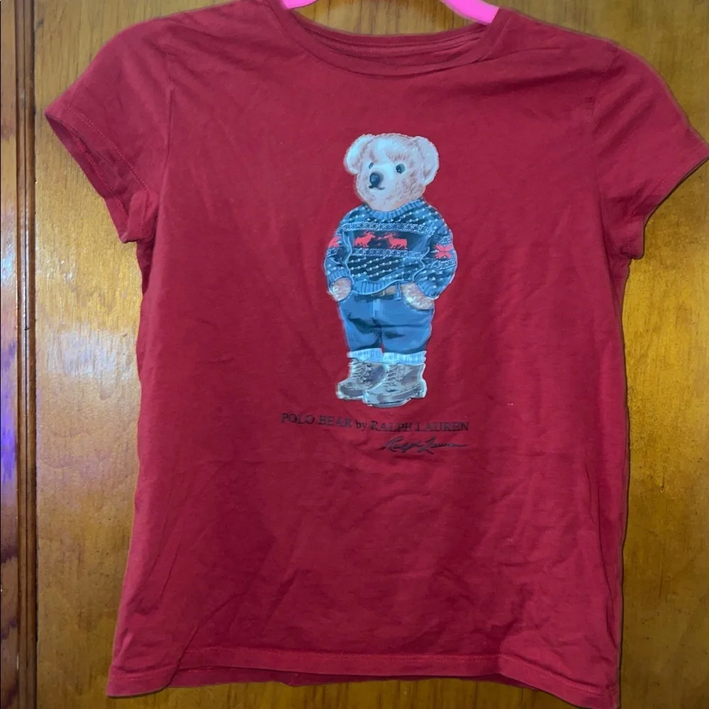 Ralph Lauren Kids Red Tee with Polo Bear Large girls